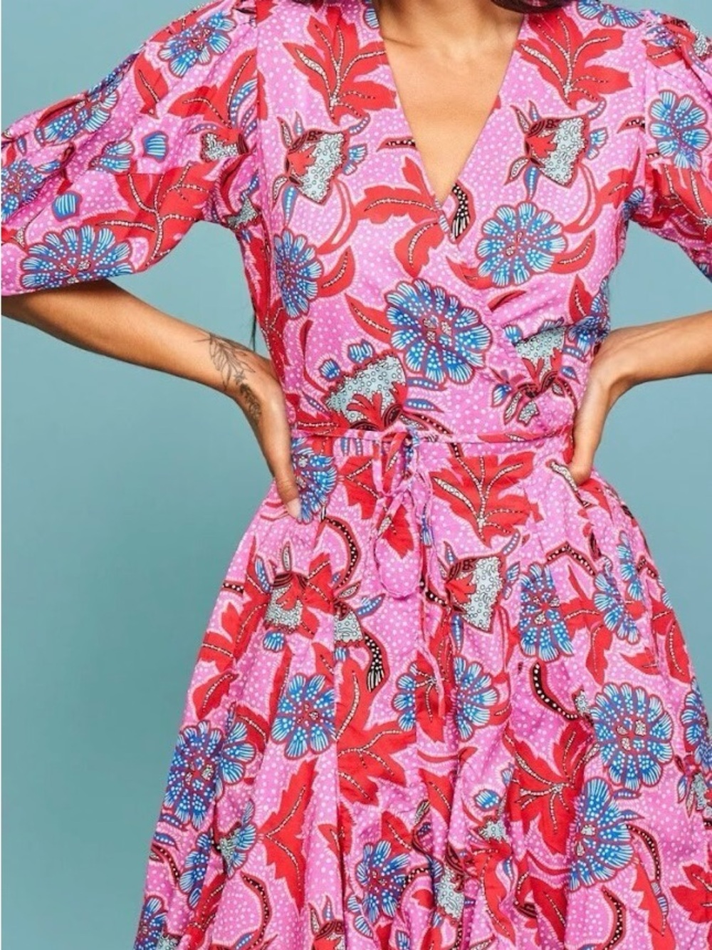 Rhode Claudine Mini Puff Sleeve Cotton Dress